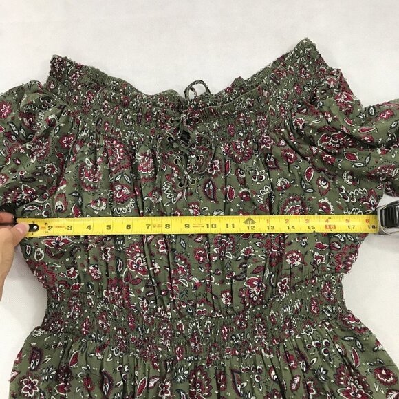 Torrid Multi Color Floral Off Shoulder Lace Up Challis Skater Dress 1X EUC - Picture 10 of 10